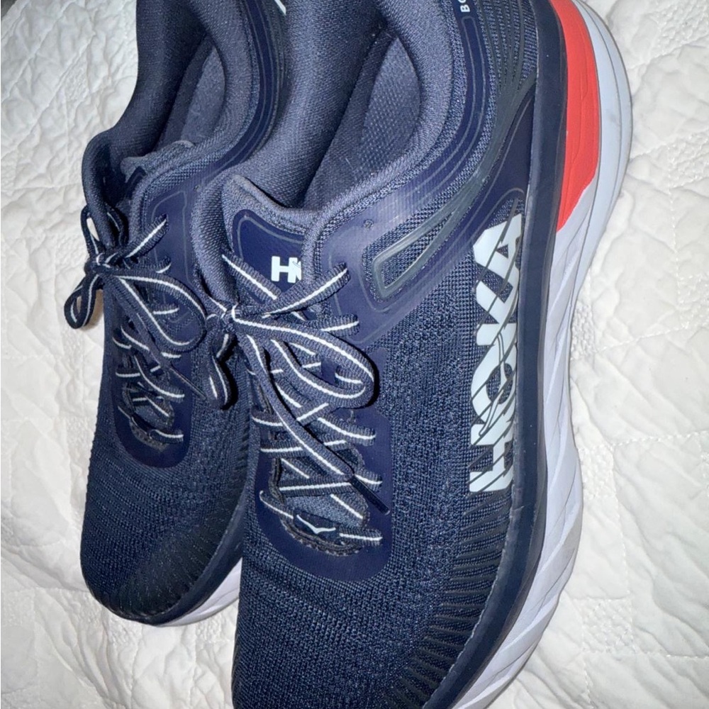 Hoka Blue and Red Athletic Shoes with Breathable Mesh
